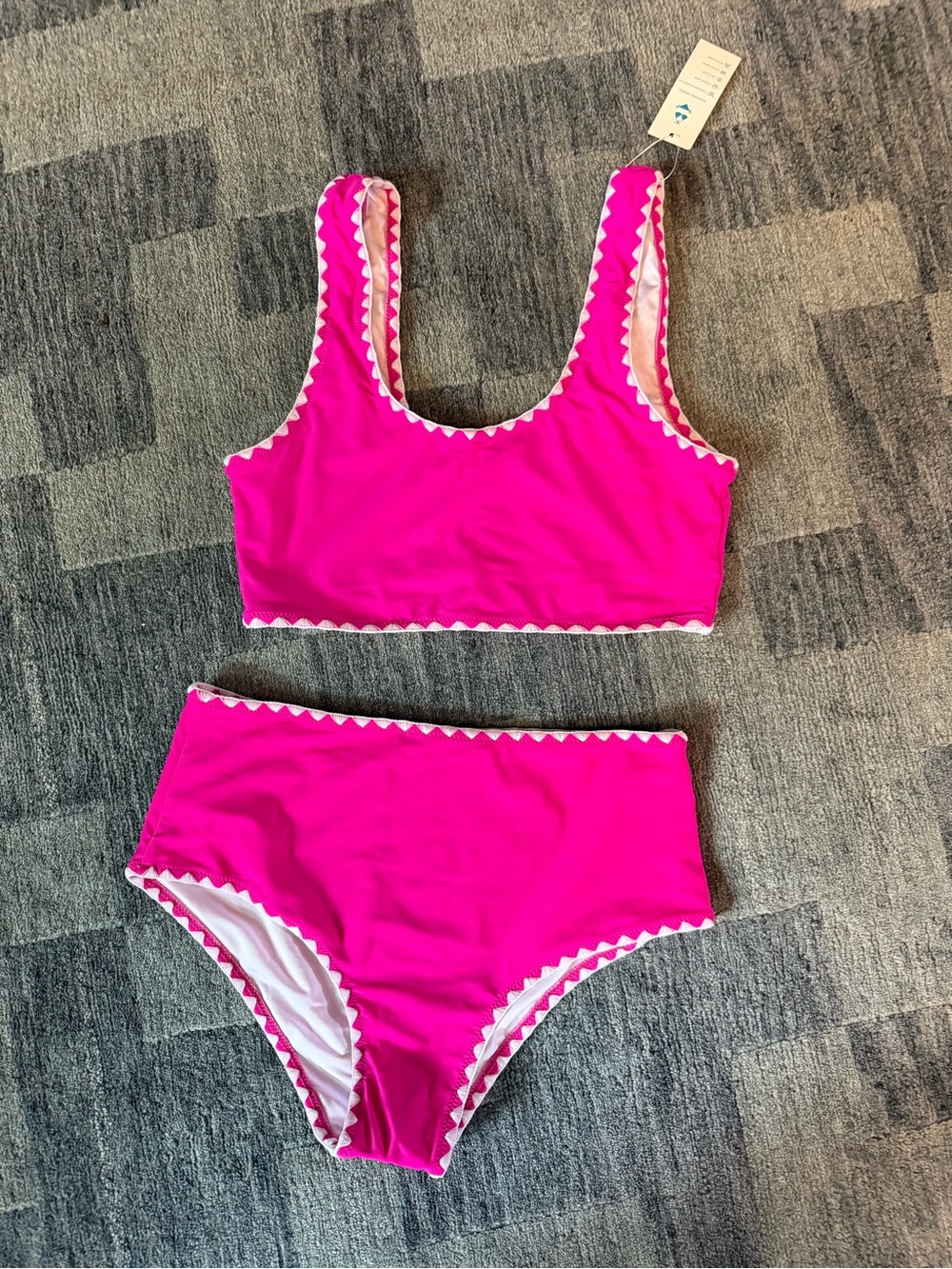 Women’s Pink Two-Piece Swim Set with Contrast Trim size M NWT